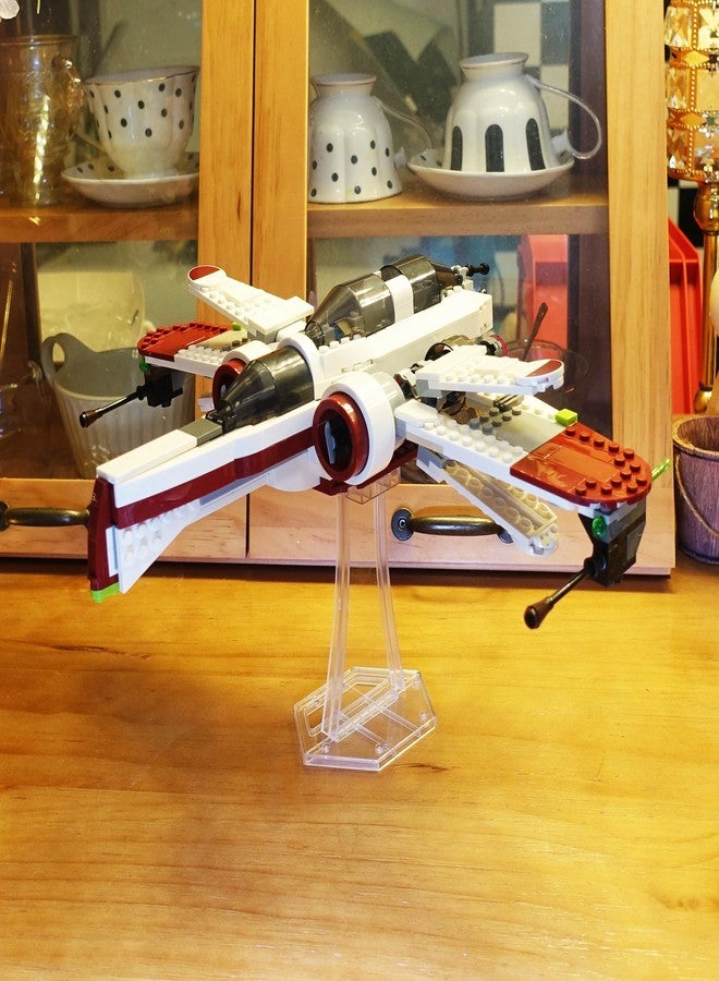 حامل عرض لمجموعات ليغو 43217 Up House، و75325 Mandalorian N-1 Starfighter Kit، و75402 ARC-170 Starfighter TIE Fighter، لألعاب بناء الطائرات وغيرها. حامل عرض مسطح بدون زاوية، مصنوع من البلاستيك الشفاف فقط. - Image 5